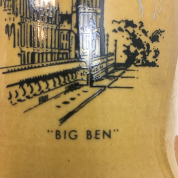 Wade Ireland Big Ben Tankard Mug Gloss Tan Silver Rimmed Leaf Handle London 1980 - Picture 4 of 12